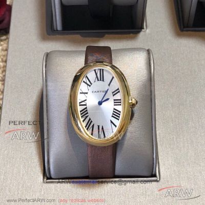 Perfect Replica Cartier Baignoire 904L All Gold Case Silver Face Cal.430 MC Automatic Women's Watch 